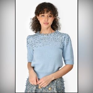 Cinq à Sept Light Blue short sleeve sweater